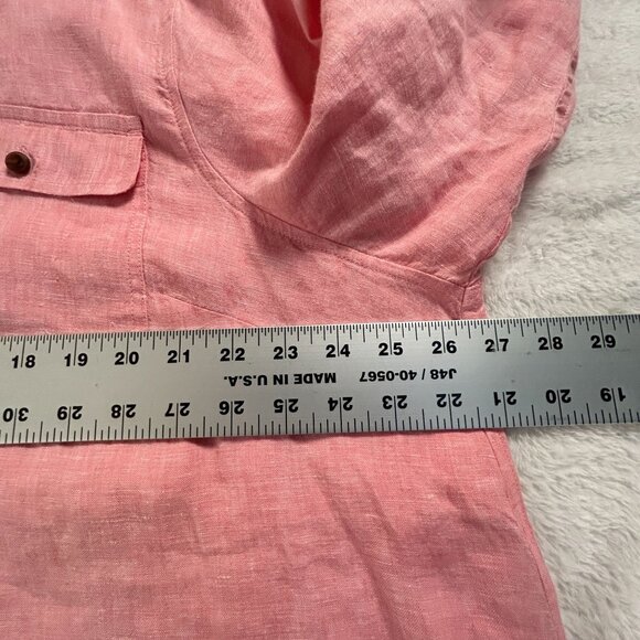 Lands End Womens Plus Size 2X 20W-22W Pink Linen Button-Down Shirt Roll Sleeves - Picture 7 of 8